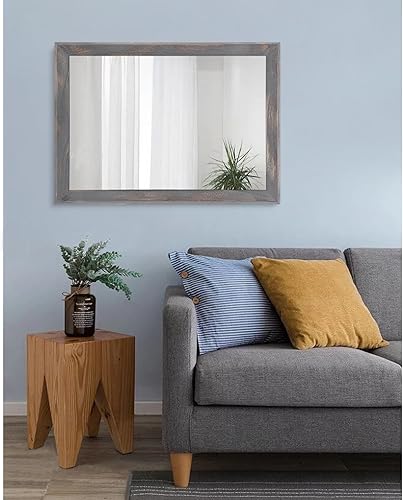 Vista 61 de AAZZKANG Espejos para pared, espejo colgante con marco de madera rústica, 20 x 16 pulgadas, decorativo para casa de campo, dormitorio, baño, sala