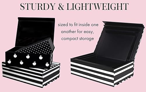 Miniatura 4 de Kate Spade New York Cajas de almacenamiento decorativas con tapas, paquete de 3 contenedores organizadores resistentes, incluye cajas anidables