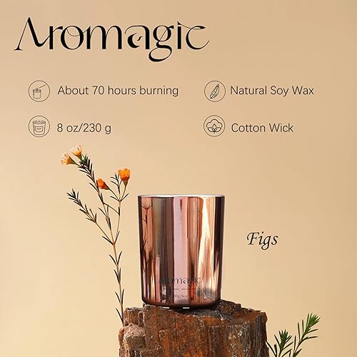 Miniatura 2 de Velas aromáticas de higo, velas doradas en tarro para el hogar, velas de aromaterapia de soja natural para decoración del hogar, día del padre,