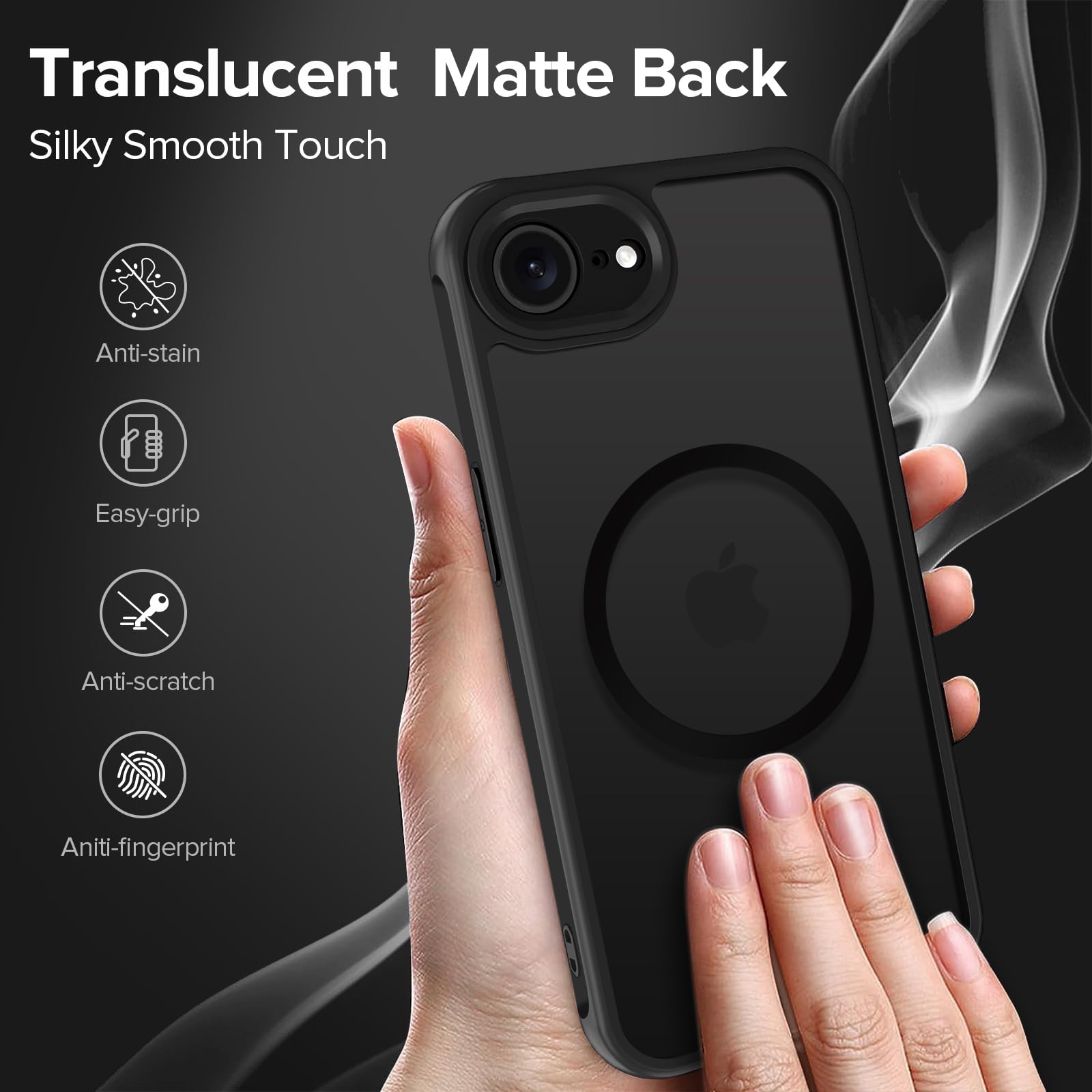 iVoler Cover Magnetica per iPhone 17e / iPhone 16e, [Compatibile con MagSafe] [Protezione Antiurto di Grado Militare] Custodia Anti-graffi Traslucida Opaca Posteriore Sottile Case, Nero