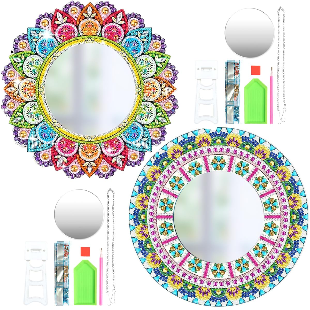 WATASHINO ダイヤモンドアート キット 鏡 ビーズアート 曼荼羅 ダイヤ