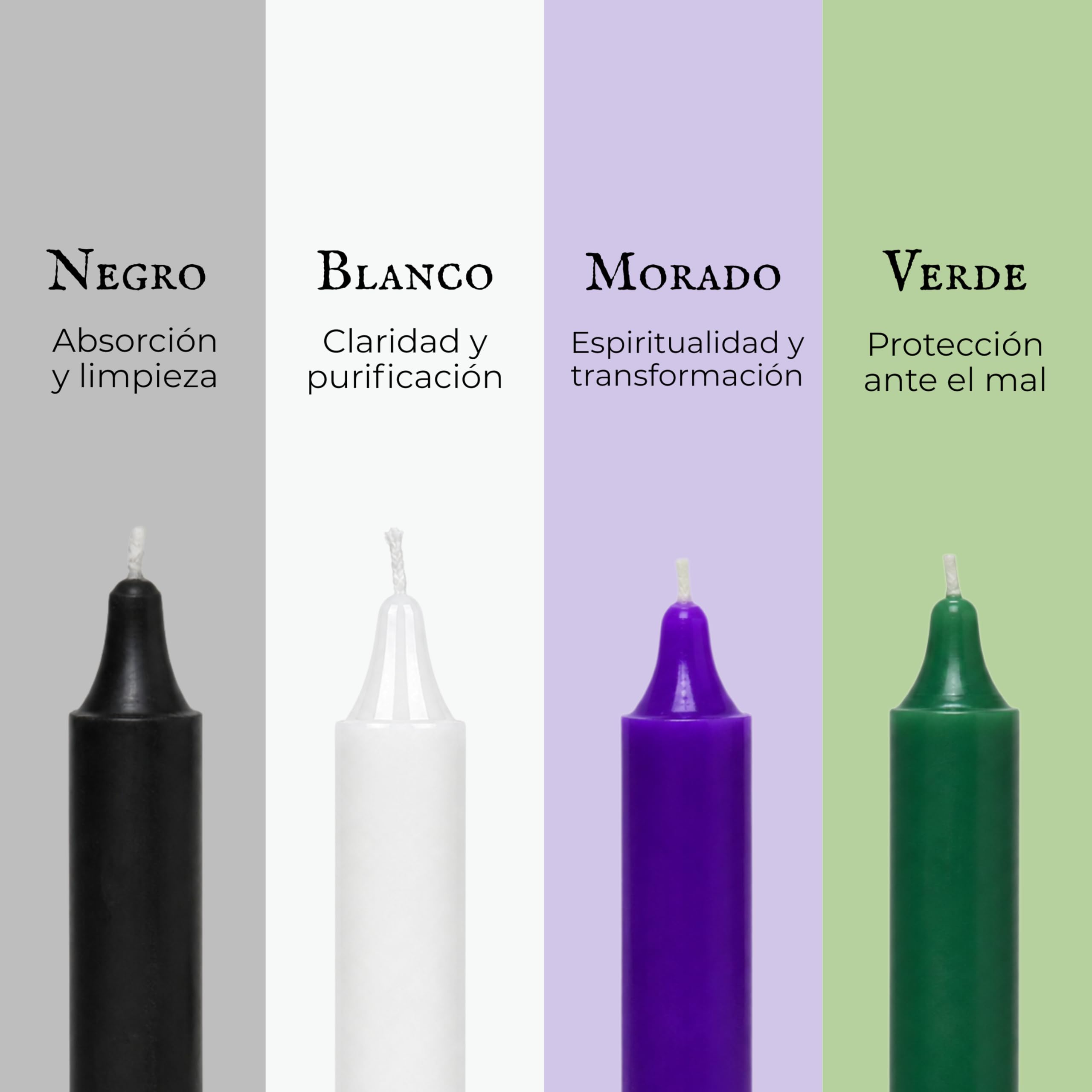 Velas para Rituales Esotéricos | Pack 12 Velas Mágicas Artesanales | Amor, Dinero, Limpieza, Protección, Abrir Caminos, Miel | Velas de Colores | 12 x 1,8 cm | Las Velas de Mariano (Protección)