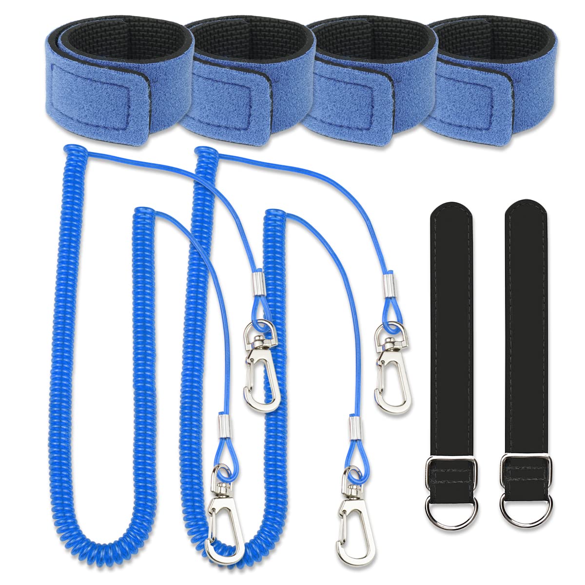 尻手ベルト ロッドベルト ロープ付き 釣り竿 スパイラルコード 290cm ワイヤー入り (BLUE)