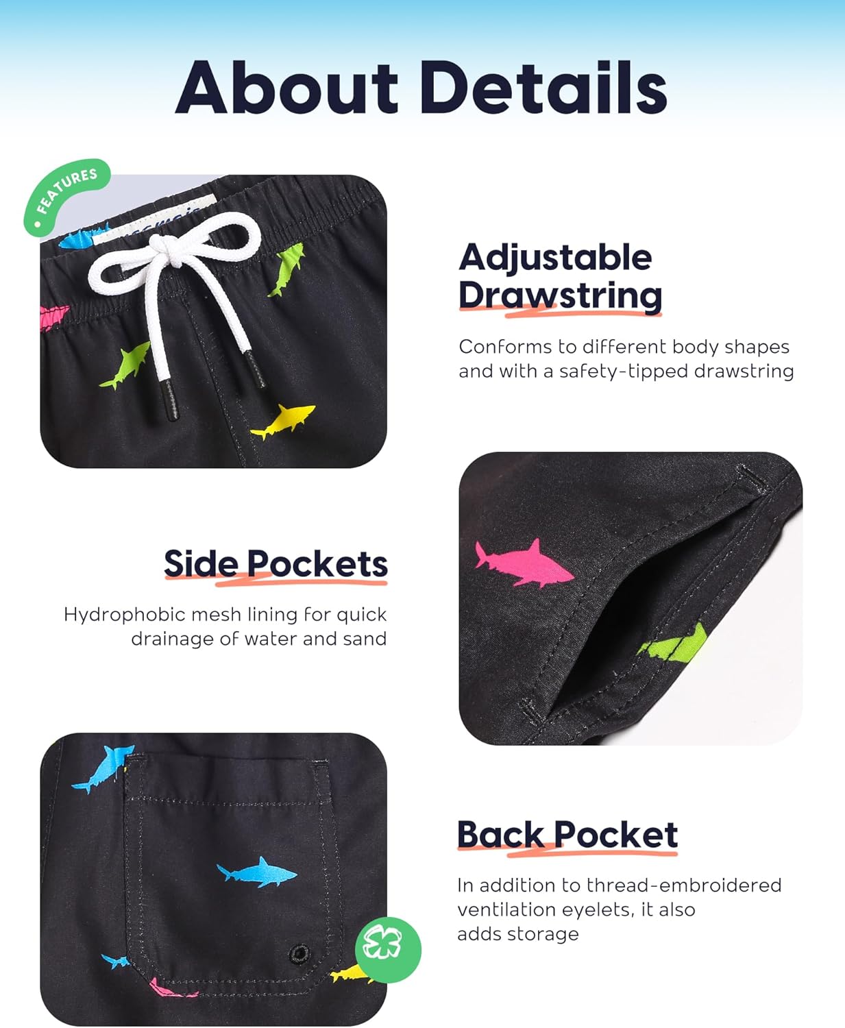 maamgic Swim Trunks Boys Quick Dry Toddler Bathing Suits for Kids Swimsuit Above The Knee Boys Swim Shorts - Image 3