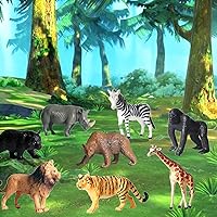 Vista 4 de 12 piezas de figuras de juguetes realistas, minifiguras de animales de safari de zoológico, juego educativo de plástico, suministros de fiesta