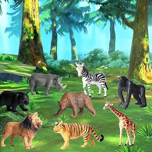 Miniatura 4 de 12 piezas de figuras de juguetes realistas, minifiguras de animales de safari de zoológico, juego educativo de plástico, suministros de fiesta
