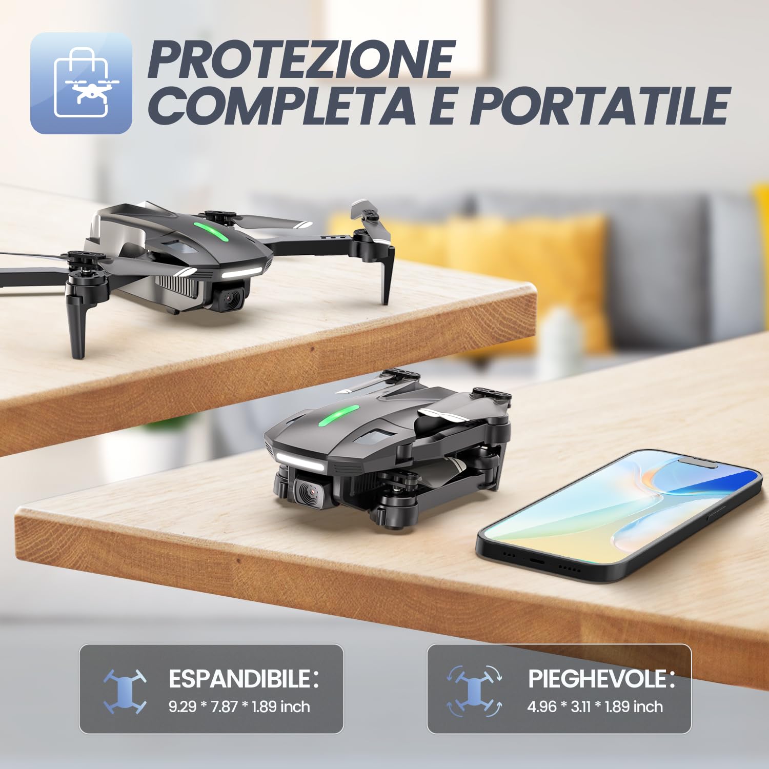 DEERC D70 Mini Drone con 1080P HD Telecamera per Bambini Adulti, FPV Quarcottero RC Pieghevole per Ragazzi Ragazze con Modalità Headless, Tap Fly, 360° Flips, Controllo Vocale e Gestuale, 2 Batterie