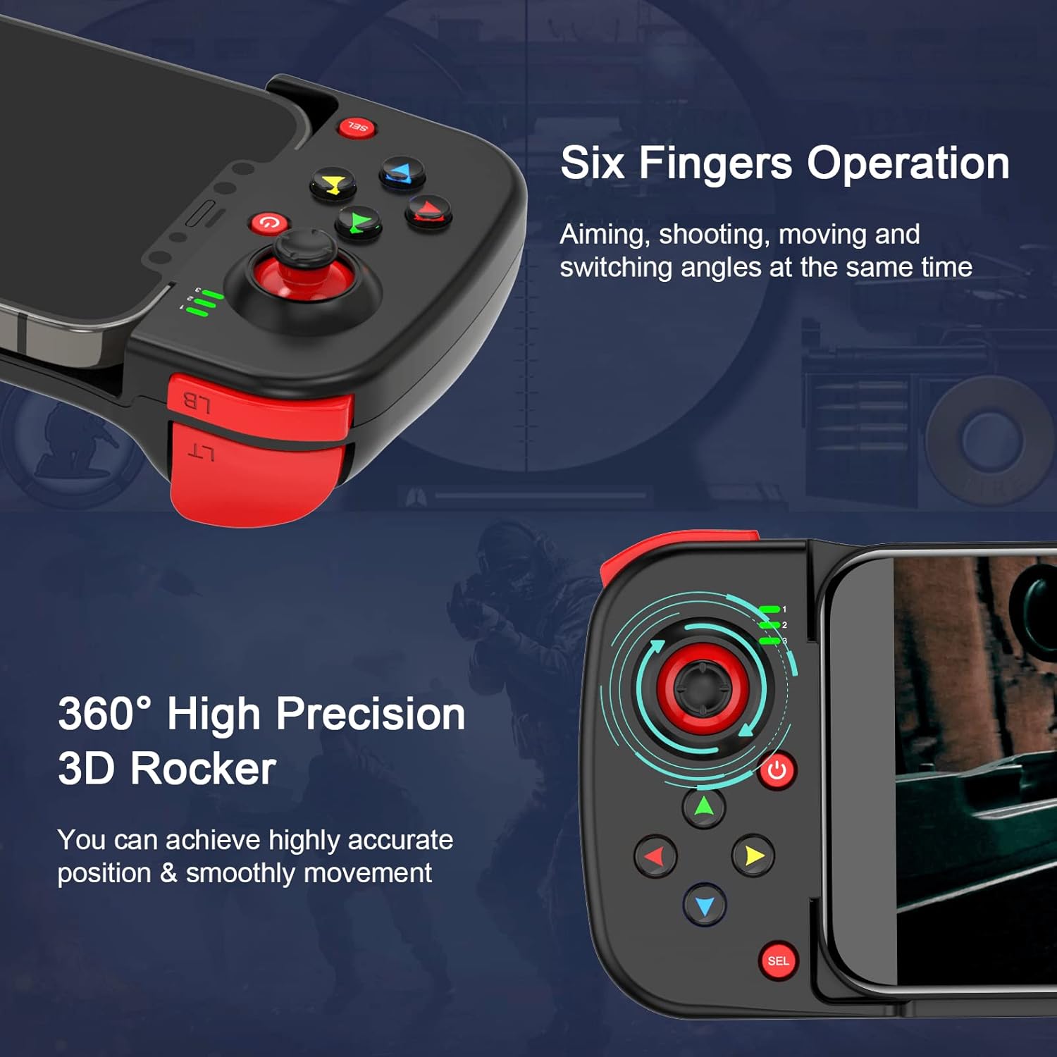 Mobile Gaming Controller for iPhone/iOS/Android, Wireless Gamepad for iPhone 15/14/13/iPad/Samsung Galaxy S23/22/21/Tablet/PC, Bluetooth 5.0 Low Latency, Direct Play for Call of Duty, Diablo, Genshin