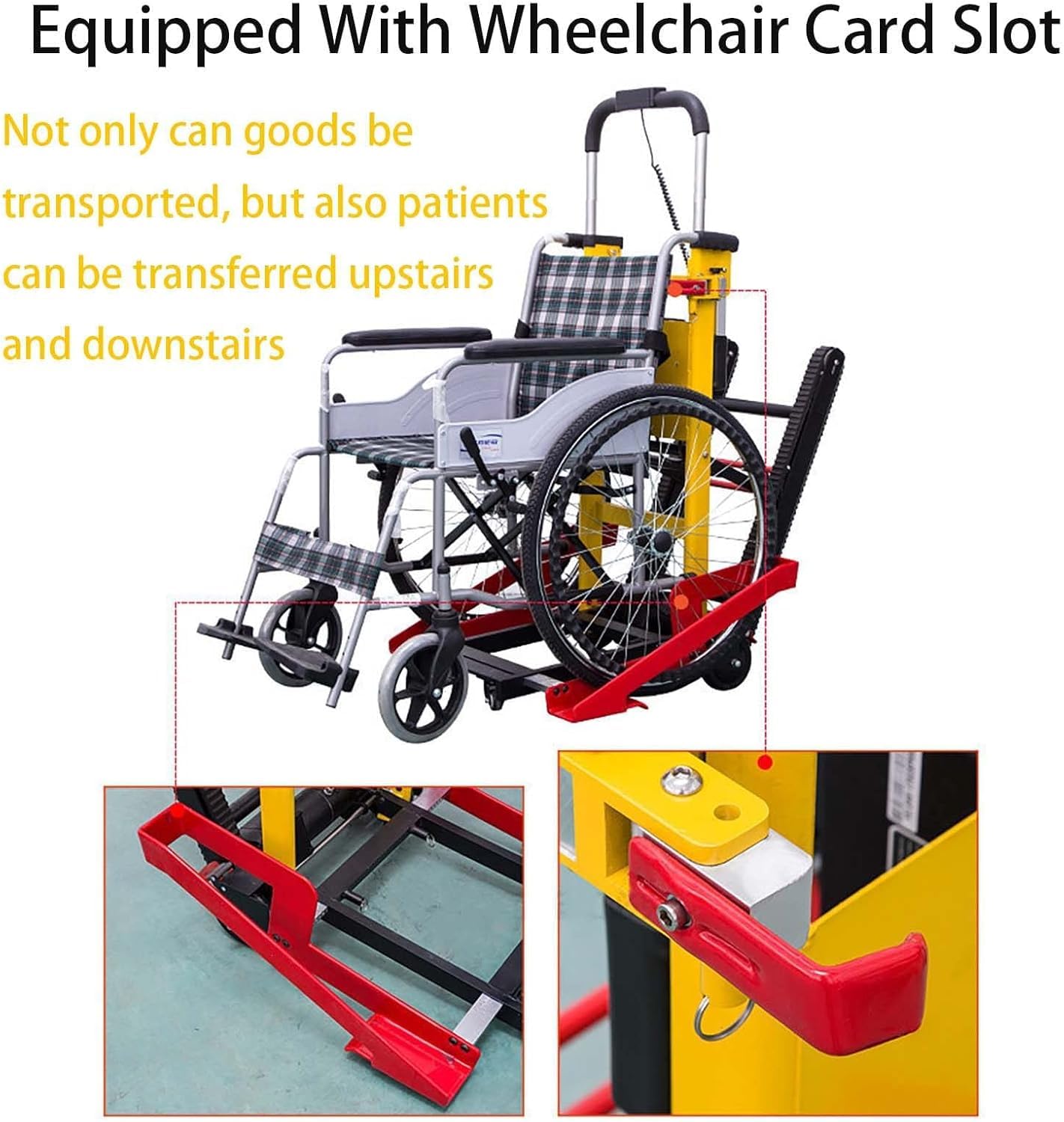 Tipo Cingolato - Montascale Elettrico per Sedia A Rotelle Maniglia Telescopica Carico Massimo 440 Libbre/200 kg Motore Brushless per Il Trasferimento del Paziente