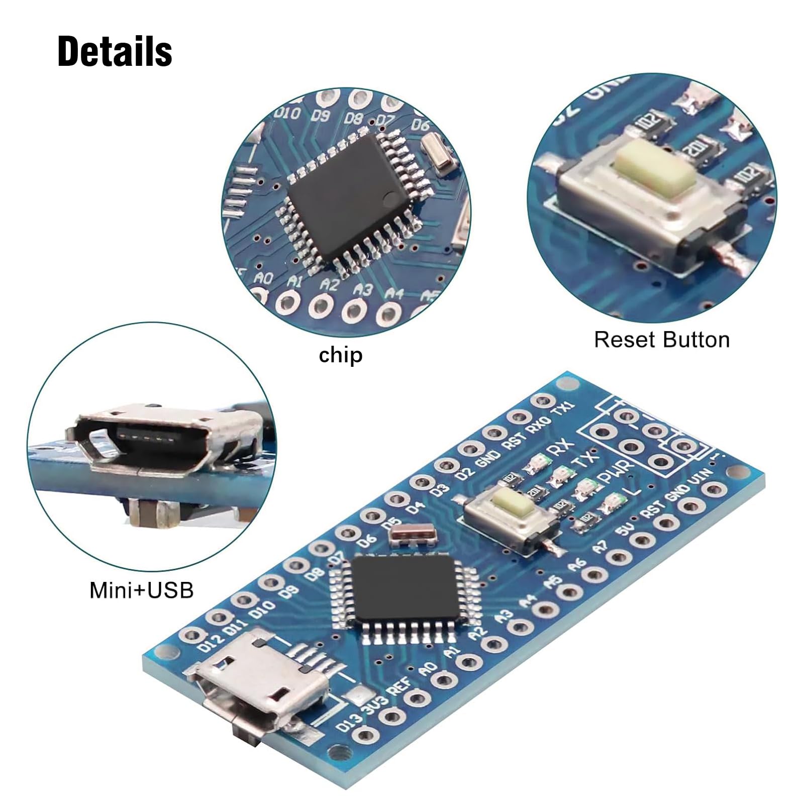 Arduino Nano Board Mini USB Nano V3.0 ATmega328P Board – CH340G 5V 16M ...