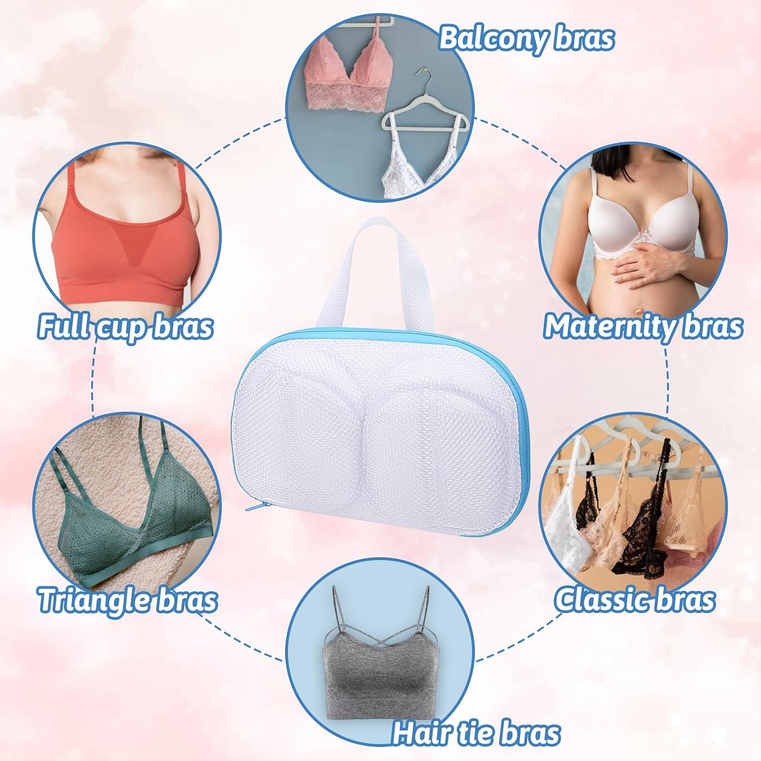 Bra Washing Bag, 2 Pcs Mesh Bra Laundry Bags for Washing Machine