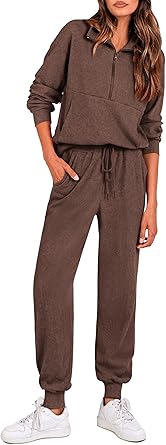 PRETTYGARDEN Women's Fall 2 Piece Lounge Sets Zip Up Sweatshirt Jogger Pants Sweat Track Suits Travel Outfit Winter Clothing