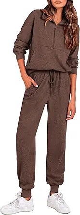 PRETTYGARDEN Women's Fall 2 Piece Lounge Sets Zip Up Sweatshirt Jogger Pants Sweat Track Suits Travel Outfit Winter Clothing