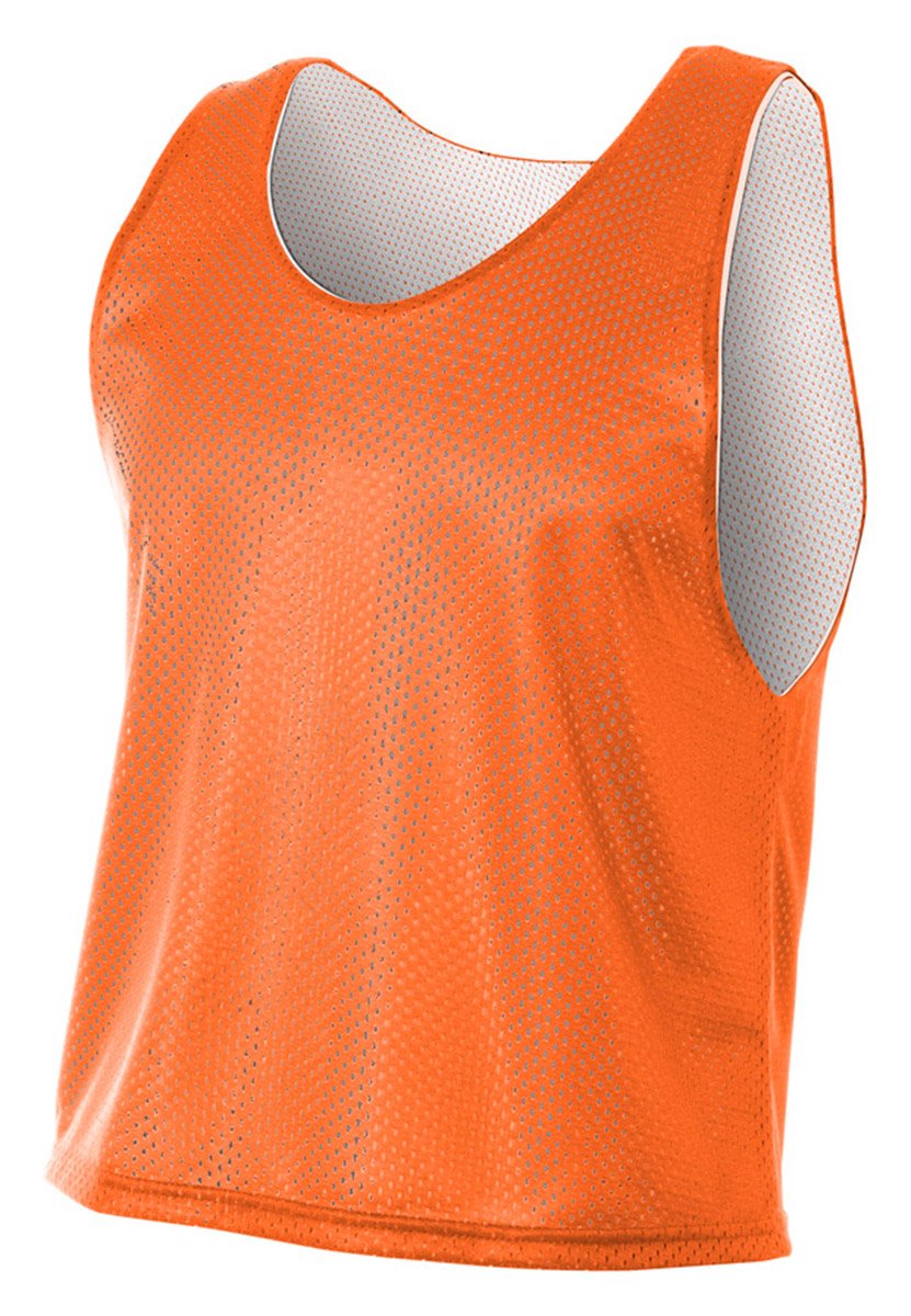 A4 Boys Lacrosse Reversible Practice Jersey,Orange/White,L