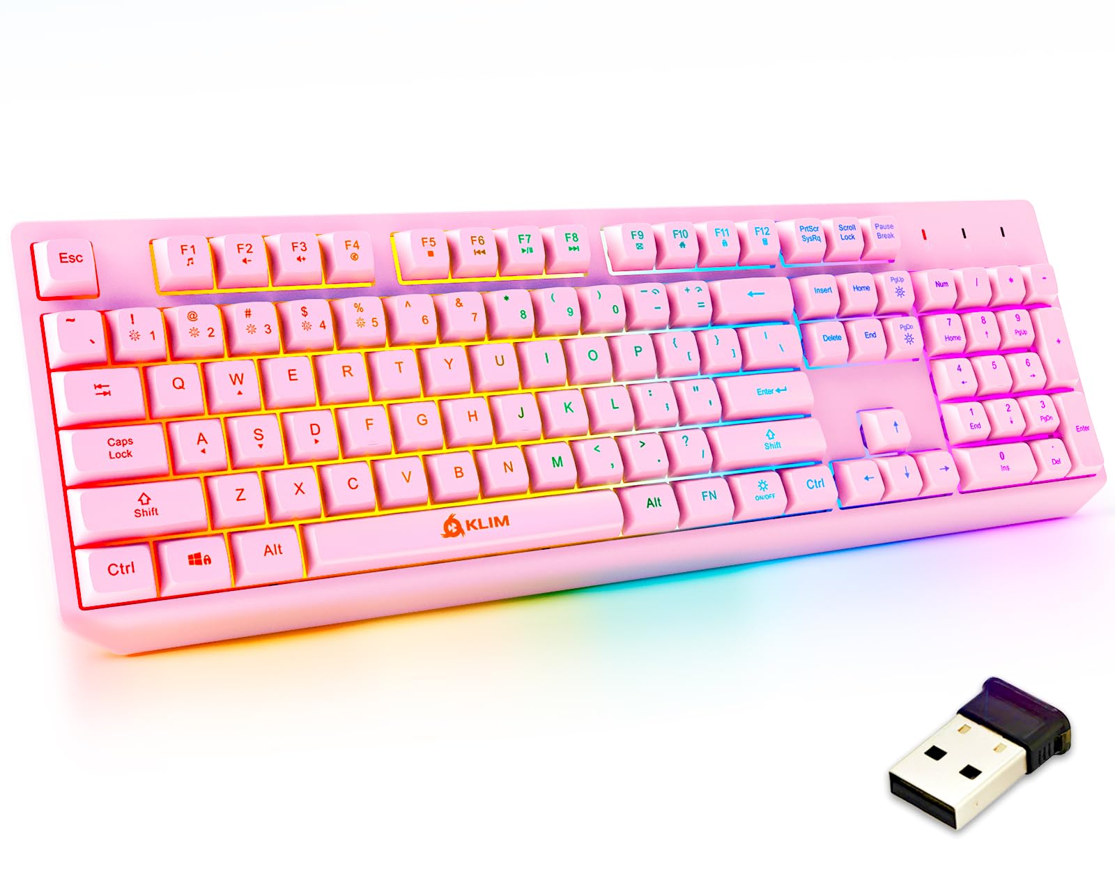 Amazon.com: KLIM Chroma Pink Wireless Keyboard – RGB Backlit
