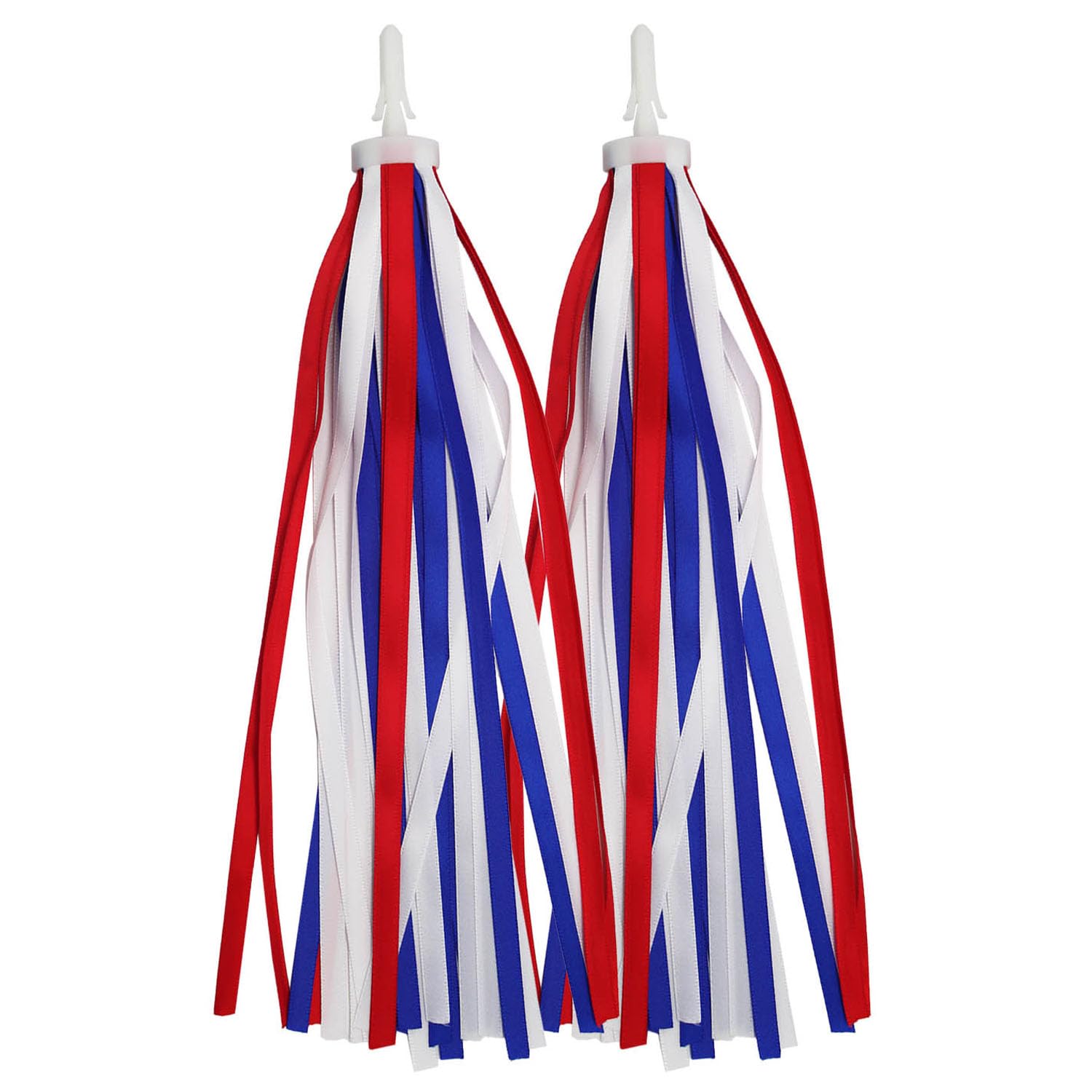PLATT Kid's Bicycle Handlebar Streamers Colorful Ribbons Tassel for Girls Boys Bicycle Handlebar Scooter Handgrip (1Pair) (Red+White+Blue)