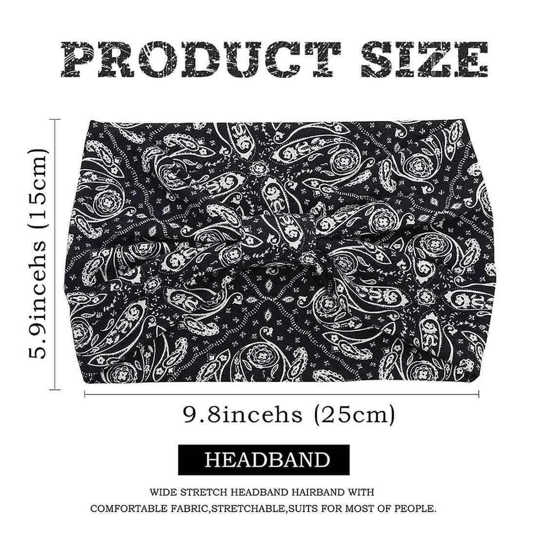 Acenail Diademas anchas para mujer, turbante bohemio, anudada, floral, elástica, antideslizante, para entrenamiento, yoga, bufandas, accesorios para el cabello de moda para mujeres y niñas, 4 piezas