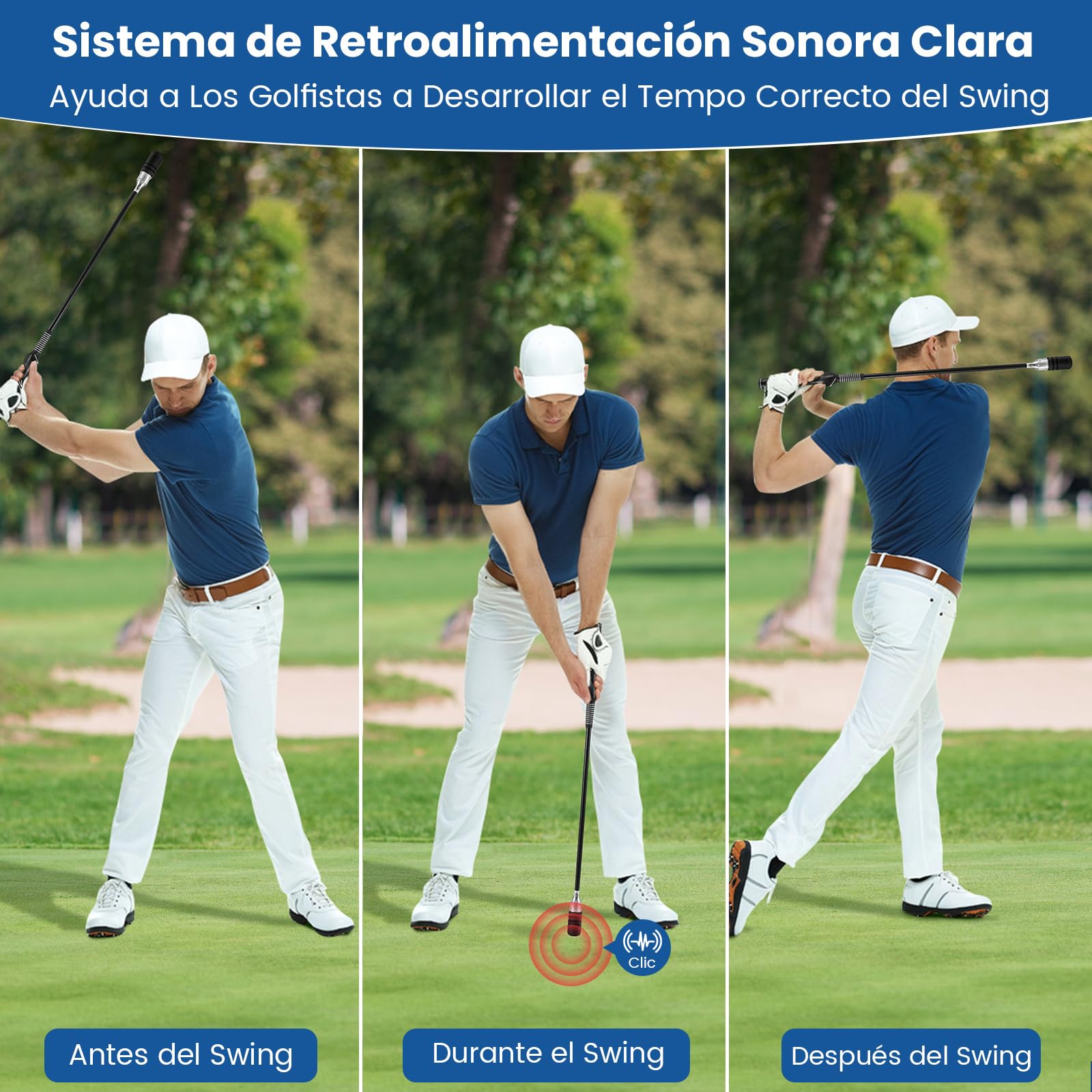 COSTWAY Entrenador de Golf, Ayuda de Entrenamiento Velocidad, Flexibilidad, Equilibrio, Tempo y Fuerza, Corrección del Ritmo del Swing con Sonido