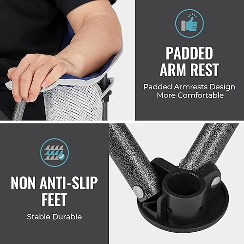 Miniatura 4 de FUNDANGO Silla plegable de camping con mesa, paquete de 2 sillas acolchadas portátiles resistentes para exteriores para adultos con portavasos para