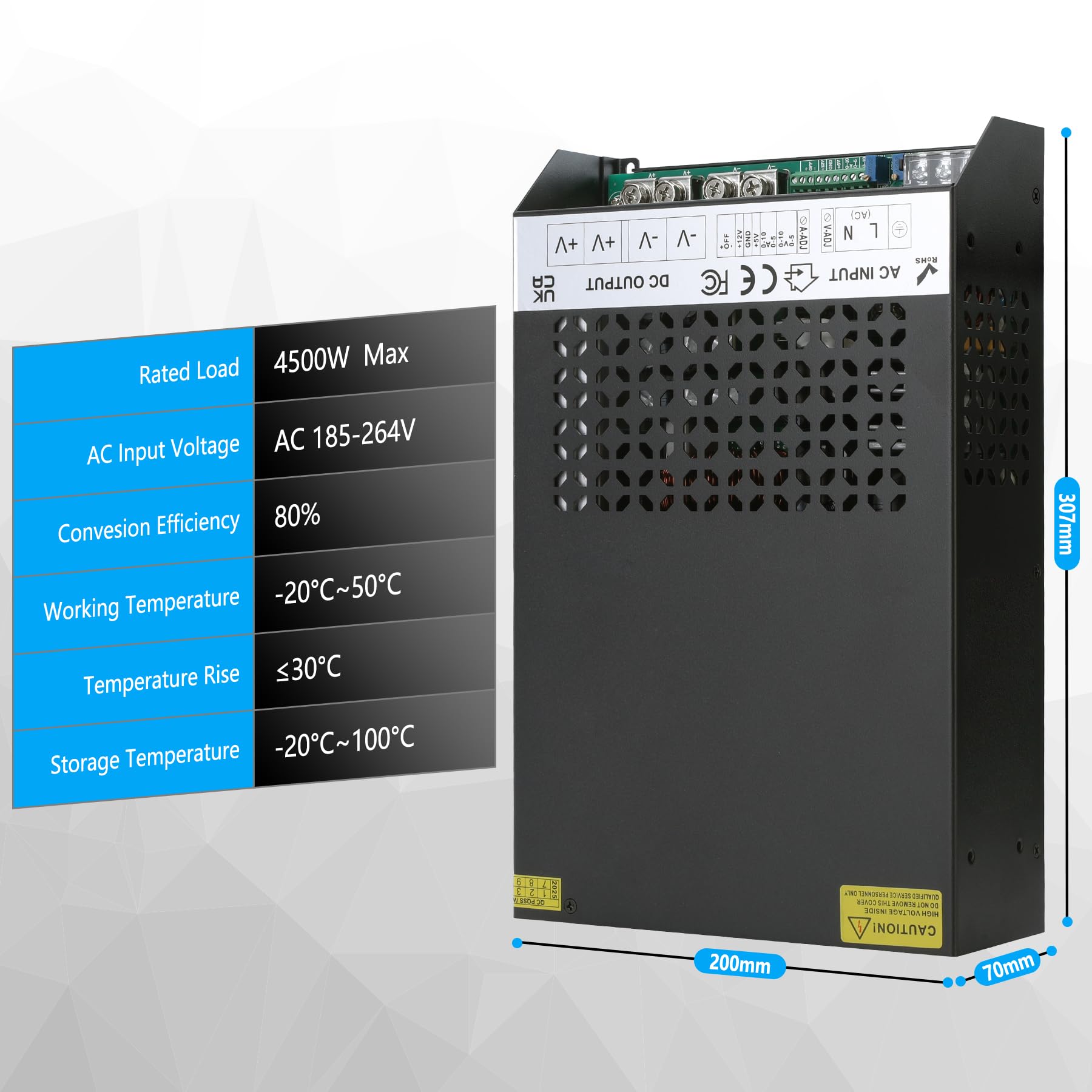 30V 150A 4500W Netzteil Schaltnetzteile Stromversorgung AC to DC Transformator für LED Licht Streifen Glühbirne, Verstärker, Maschine, Trafo 230V 220V auf 30Volt