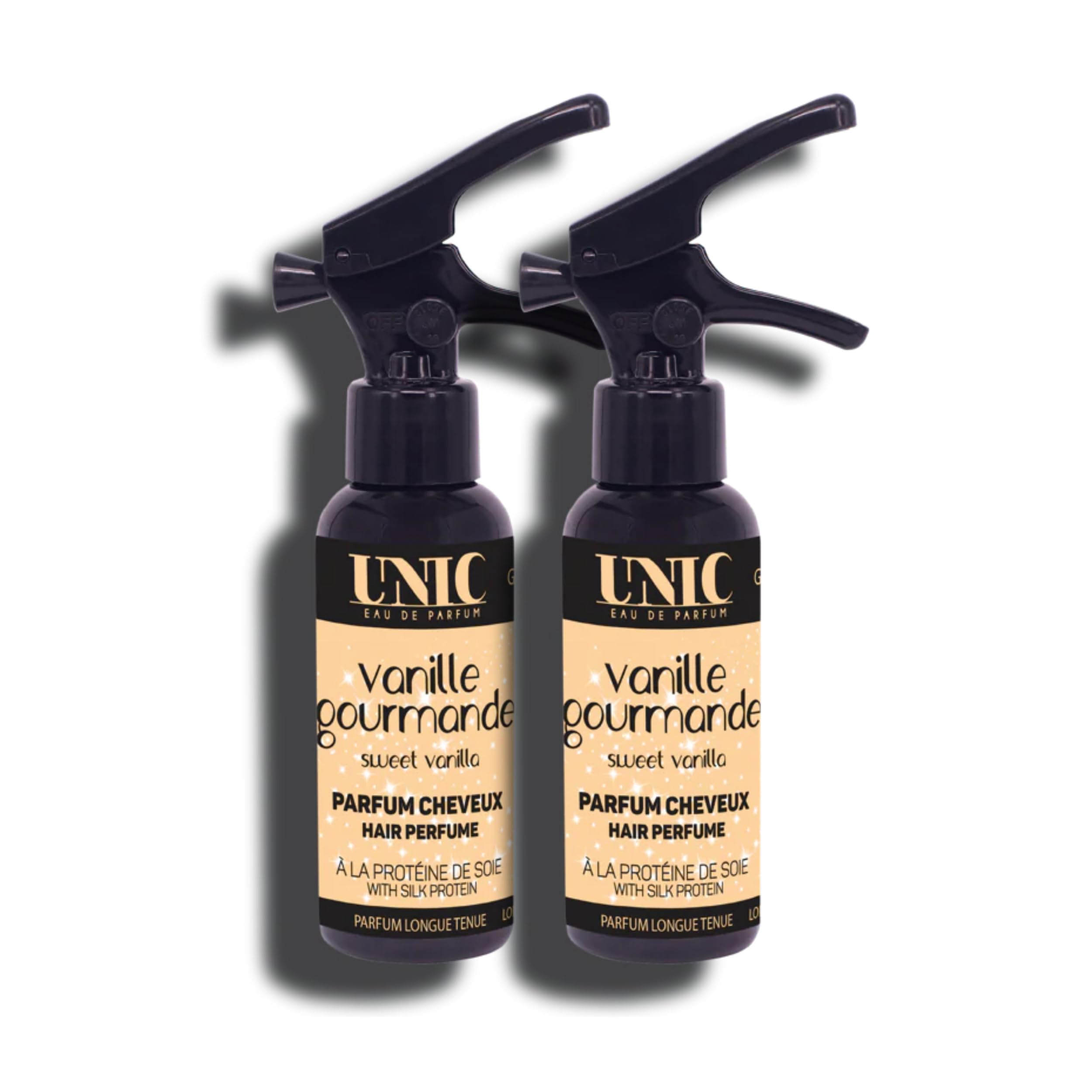 DUO UNIC - Parfum pour Cheveux - Vanille Gourmande – Sillage Chaud et Gourmand aux Accords Vanillés - Ambrés et Musqués – 2 x 50 ML - Fabriqué en France