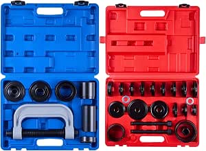 VEVOR 10pcs Ball Joint Press & 24pcs Wheel Bearing Race and Seal Driver Set with 13 Bushings, C-Frame and Sleeves, 2-in-1 Bearing Press Kit, Heavy Duty Removal Installation Set