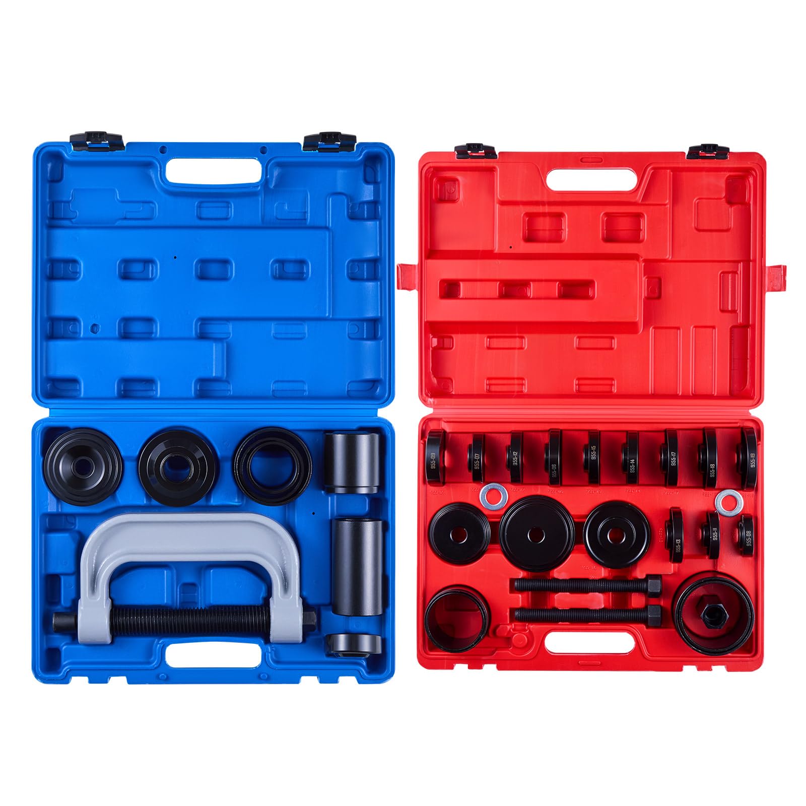 VEVOR Kit Pressa per Cuscinetti, 10+24 Pezzi, Utensile per Boccole, Set per Piste e Guarnizioni con 13 Boccole, Telaio a C e Manicotti, Strumenti di Installazione e Rimozione con Custodia
