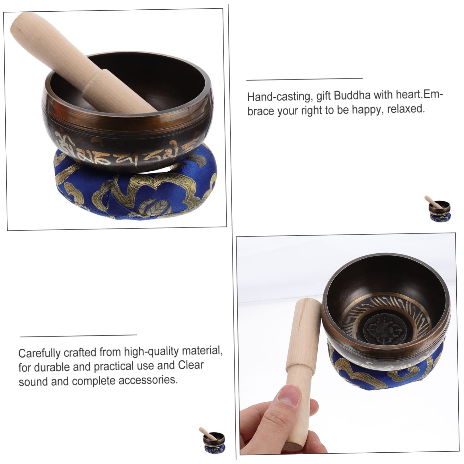 Bol Chantant Tibétain 1 Set avec Maillet Bois, Coussin et Boîte