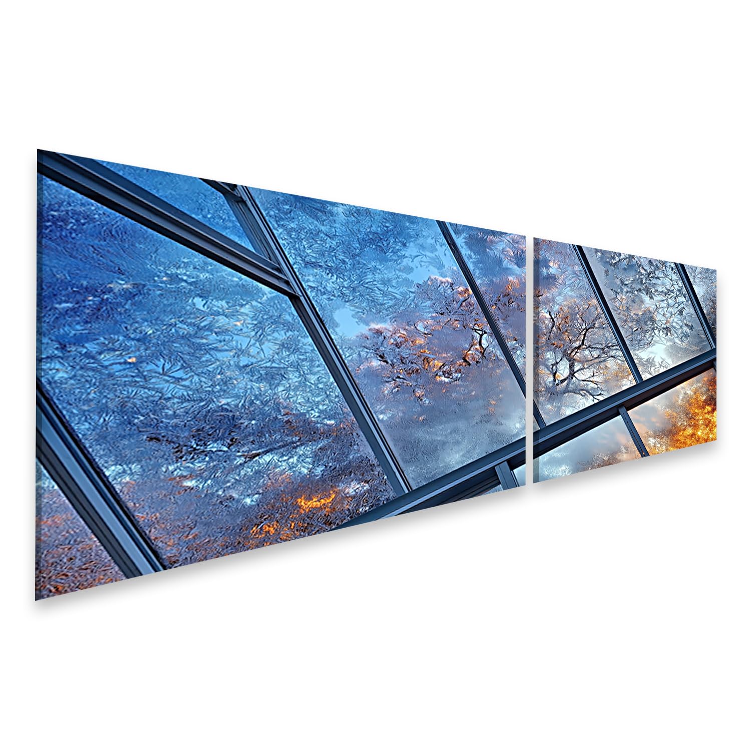 Impression sur toile Fleurs de glace - Tableau de salon hivernal en 2 pièces - 6