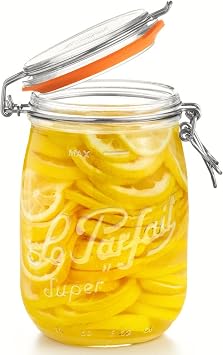 Le Parfait Super Cam Kavanoz 1L – Hermetik Kapaklı Fransız Konserve & Fermentasyon Kavanozu – Turşu, Kefir, Yoğurt, Sos ve Saklama İçin