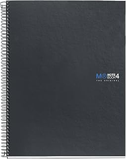 Miquelrius - Cuaderno A4, Libreta lisa en blanco, Notebook The Original, 4 franjas de colores, 160 hojas de papel opaco de 70 g/m², 4 taladros para archivar, Cubierta de cartón compacto, Grafito