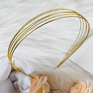 عصابات رأس معدنية بطبقات - عصابات شعر أنيقة فضية وذهبية بطبقات متعددة، اكسسوارات شعر عصرية مثالية للنساء والفتيات للمناسبات الخاصة أو الاستخدام اليومي (طراز رقم 1 ذهبي، قطعة واحدة)