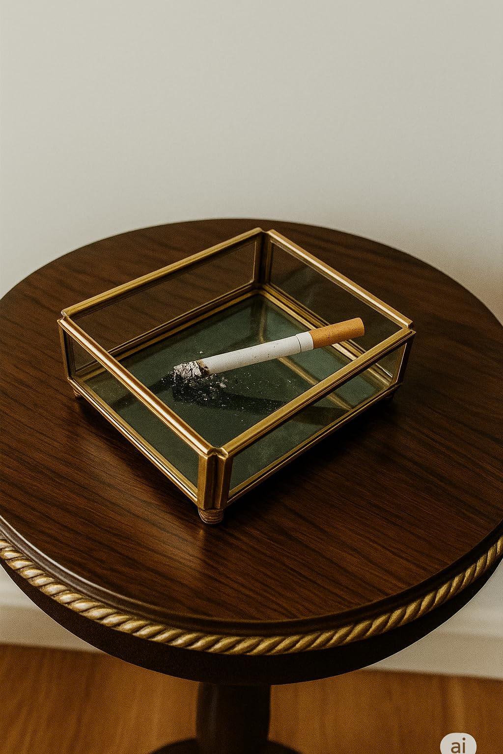 HANDY CREATIONS Glass ash tray with Gold Frame, 10 x 7.5 cm, Tray for Cigarette/Ash Tray for Home, Office and Bar Decorative Storage tray-image-14