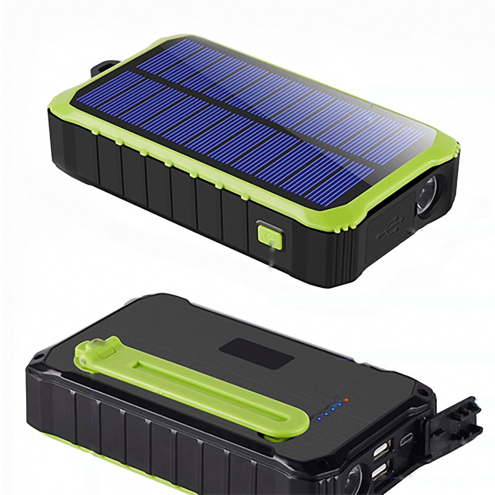 Powerbank solarny 12000 mAh, przenośna korba ręczna/ładowanie USB/ładowarka do panelu słonecznego, 2 wyjścia ładowania, z latarką oświetleniową, kompatybilna z większością smartfonów, pomarańczowy, 12000 mAh
