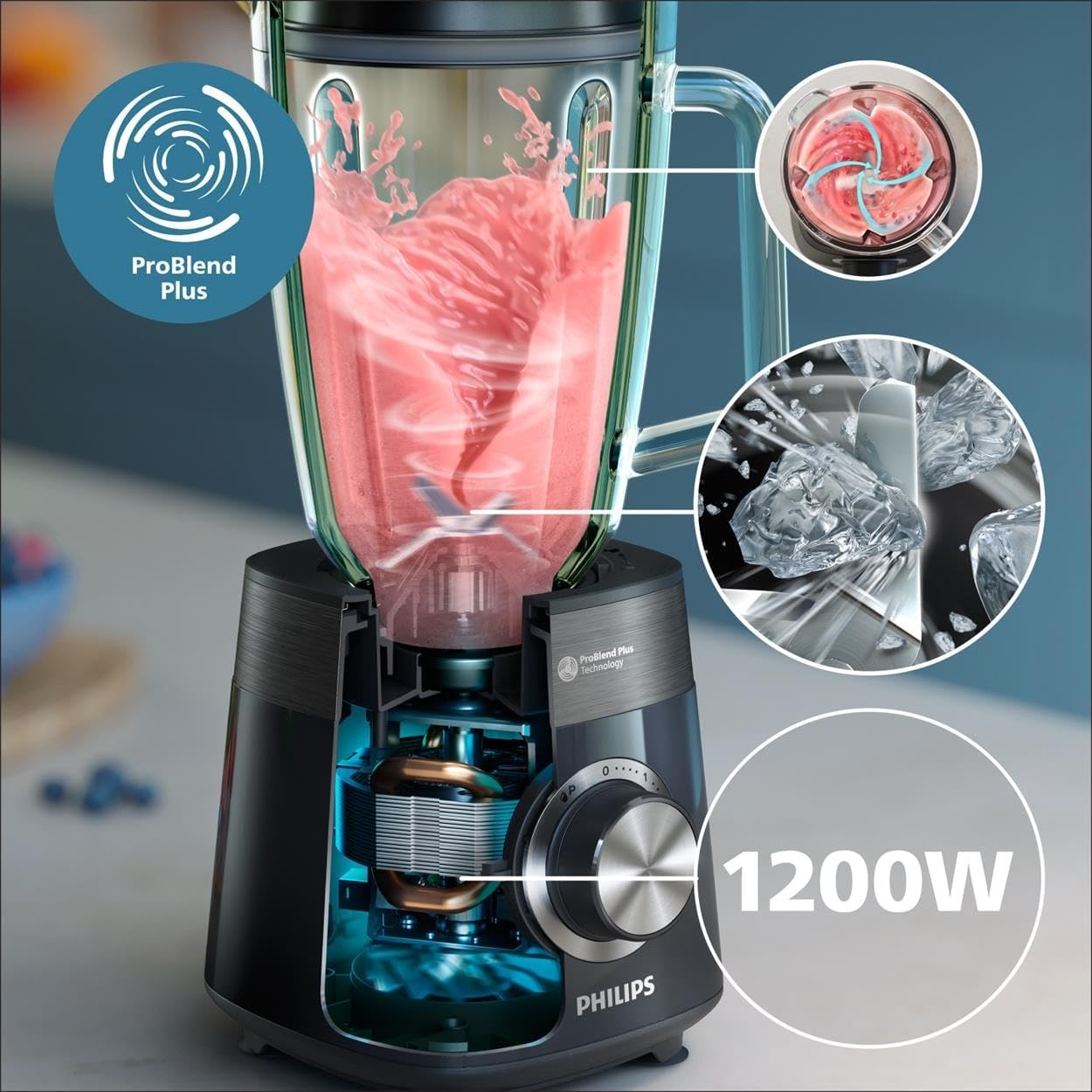 Philips 5000-Serie Standmixer 1200 W 2L ProBlend Plus Schwarz HR3031/00