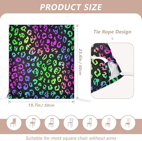 Miniatura 2 de Neon Leopard Print Chair Back Covers Anti-Dust for Classroom Set of 2 decoración Waterproof Chair Covers for Dining Chairs protectores de sillas