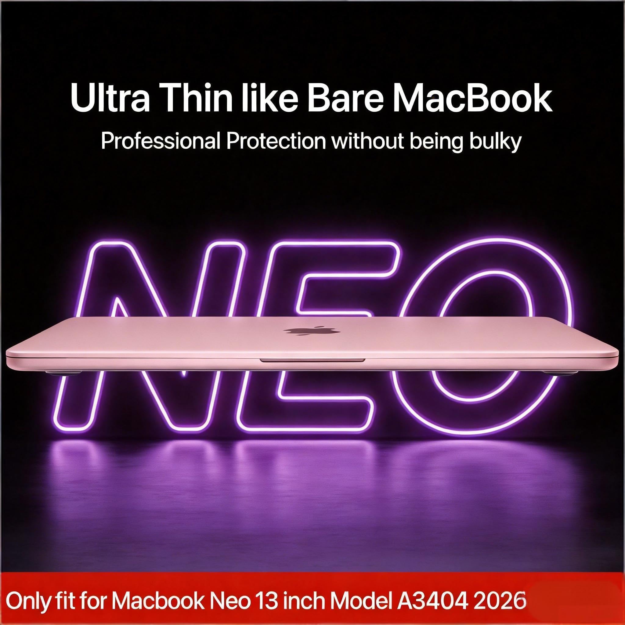 Se7enline Compatible with Apple MacBook Neo 13-inch Case 2026 Model A3404, Hard Shell & Washable Keyboard Cover, Anti-Scratch Anti-Drop Slim Fit Protective Case for Daily Use Travel,Frost Transparent — view 490
