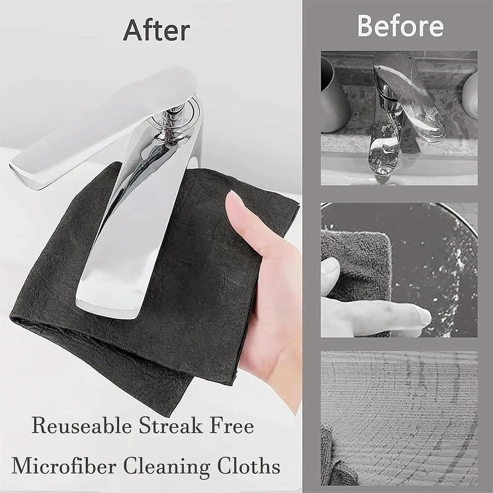 Panni in microfibra per la pulizia, riutilizzabili, senza striature, per vetri, finestre, specchi, cucina e uso domestico