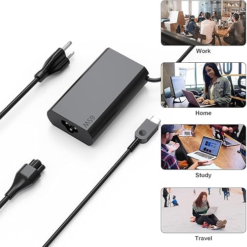 Miniatura 7 de Cargador USB C delgado de 65 W compatible con Lenovo Thinkpad X1 Carbon Gen 13 12 11 10 9 8 7 6; Thinkpad X1 2 en 1 Gen 9 10; Thinkpad X1 Yoga X1