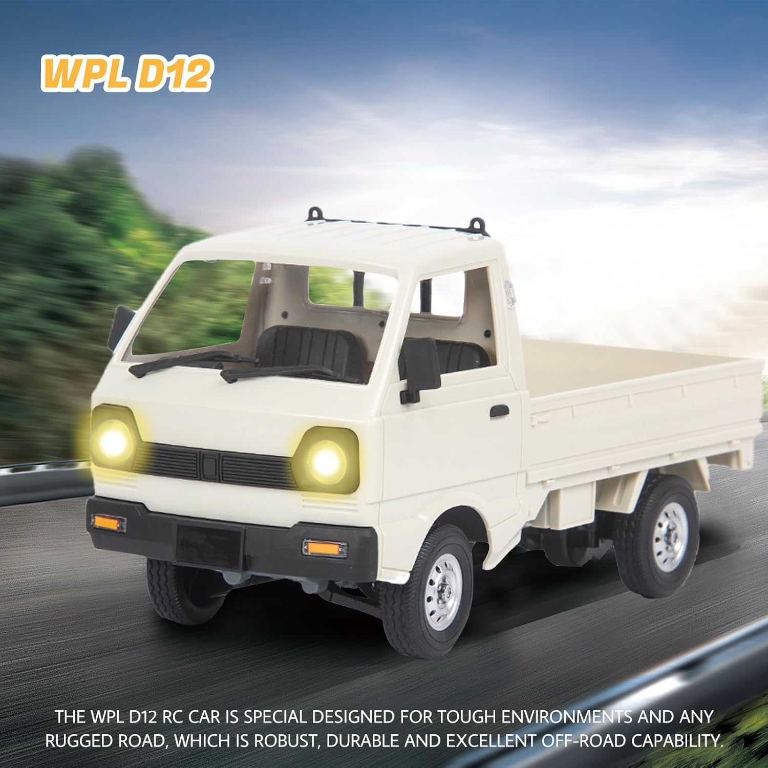 WPL D12 RC Truck 1/10 RC Crawler 2.4G Drift RC Cars Pickup with 3pcs Upgraded 1200mah Battery Remote Control Truck Crawler Full Scale RC Rock Crawler Off-Road wpl d12 RC Trucks