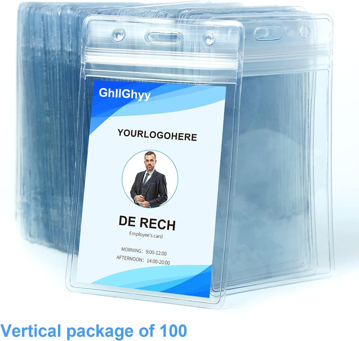 100 Pcs Vertical ID Badge Holders PVC Clear Sealable Waterproof Plastic Protector Holder 2.83x4.6 Inch Name Tags Badge Holders
