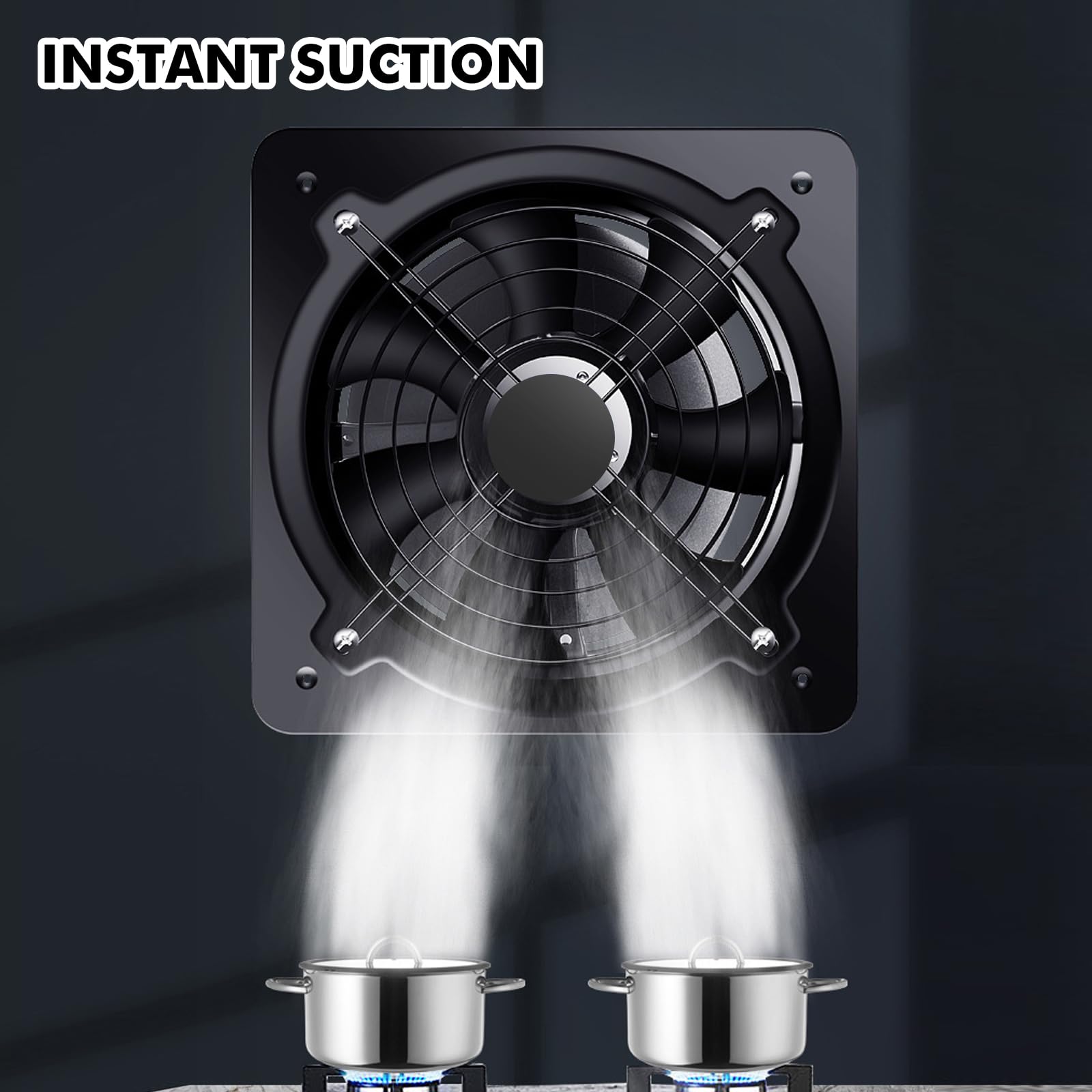 Ventilatore aspiratore con interruttore: ventilatore da bagno in metallo industriale, silenzioso, 600 m³/h, 6 pollici, potente ventilatore da parete, per cucina, bagno e cantina, 160 mm