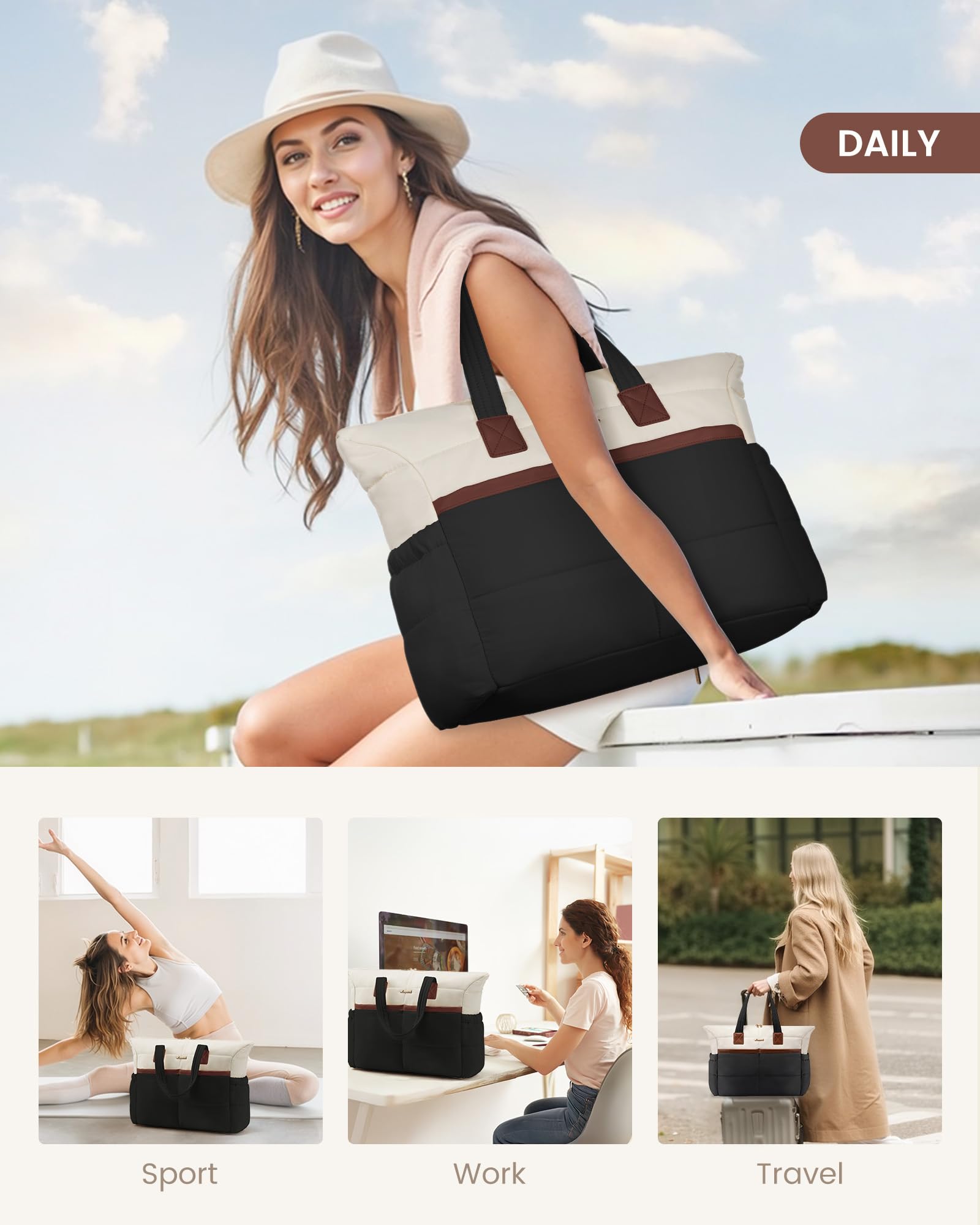 LOVEVOOK Laptop Bag for Women 15.6 Inch,Multi-pocket Teacher Tote Nurse Bag Work Tote Bag Computer Bags,Utility Large Purse Handbags with Laptop Compartments for Daily,College,Travel,Business,Office