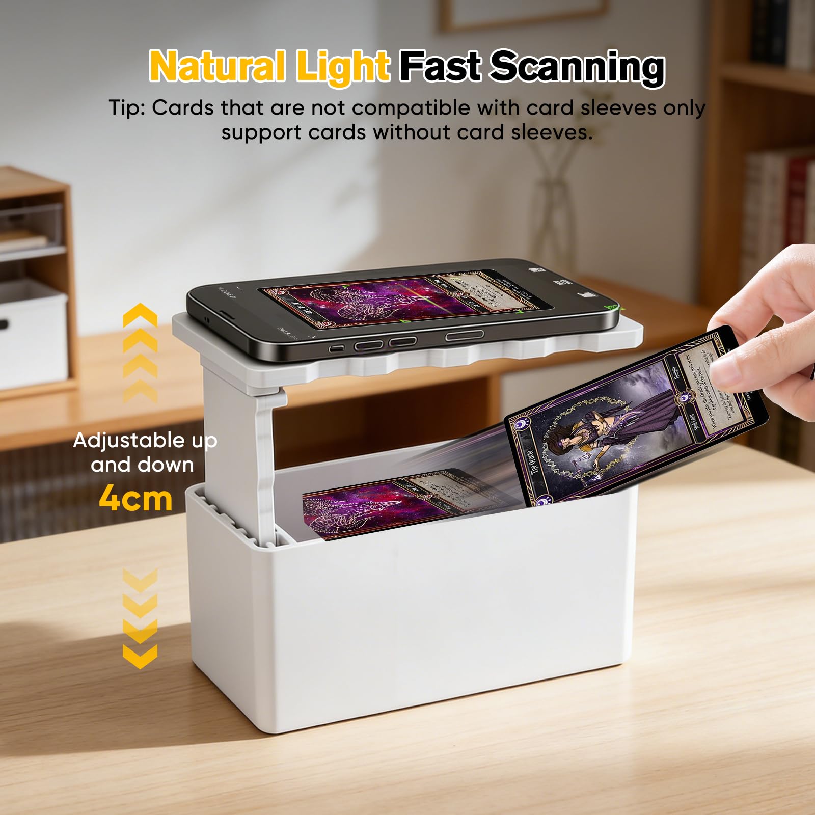 Support Scanner de Cartes pour Cartes à Jouer MTG TCG, Support Réglable pour Smartphone, Scan Rapide avec Application ManaBox, Matériau ABS Durable & Base Antidérapante