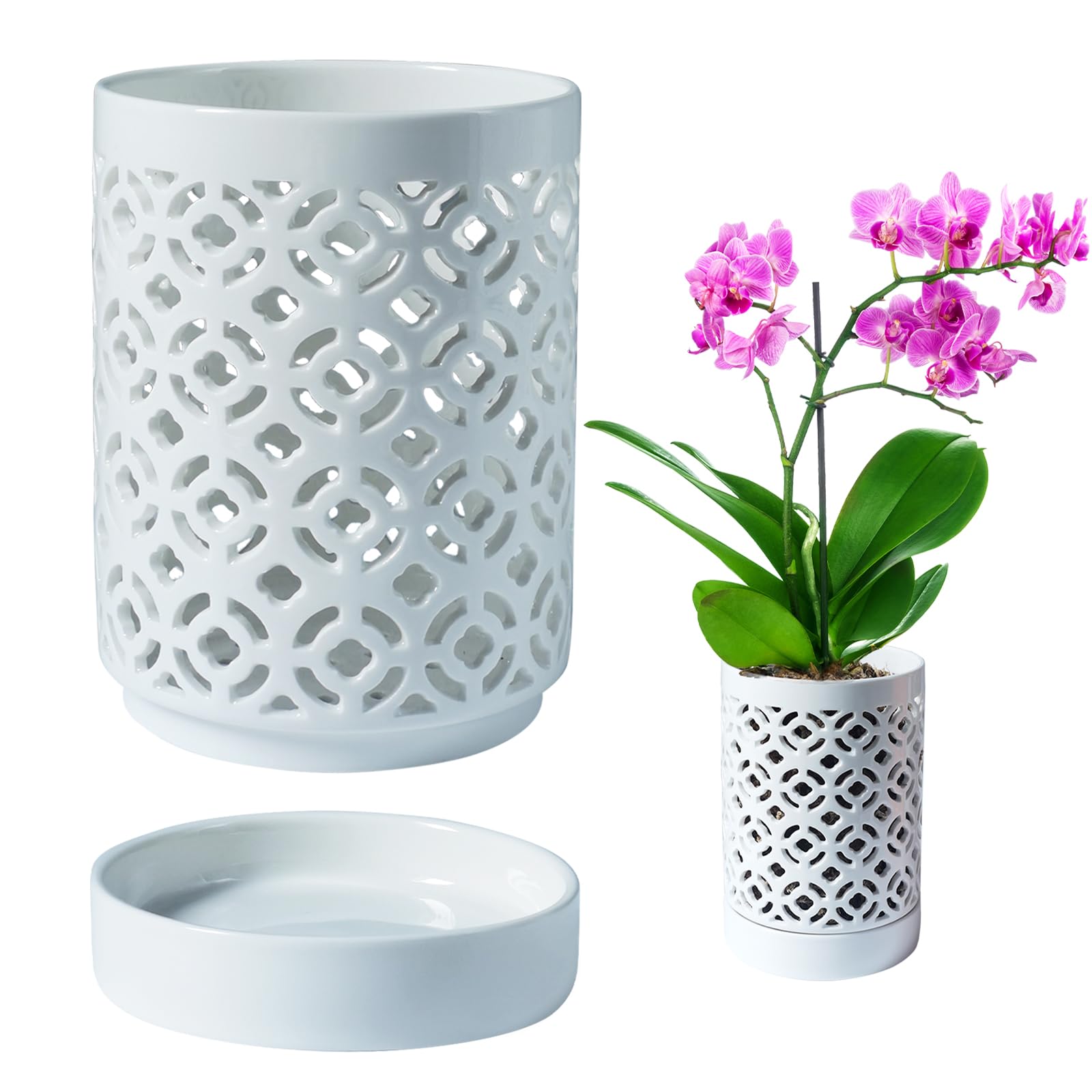 Blumiger ceramic 4 inch orchid pot