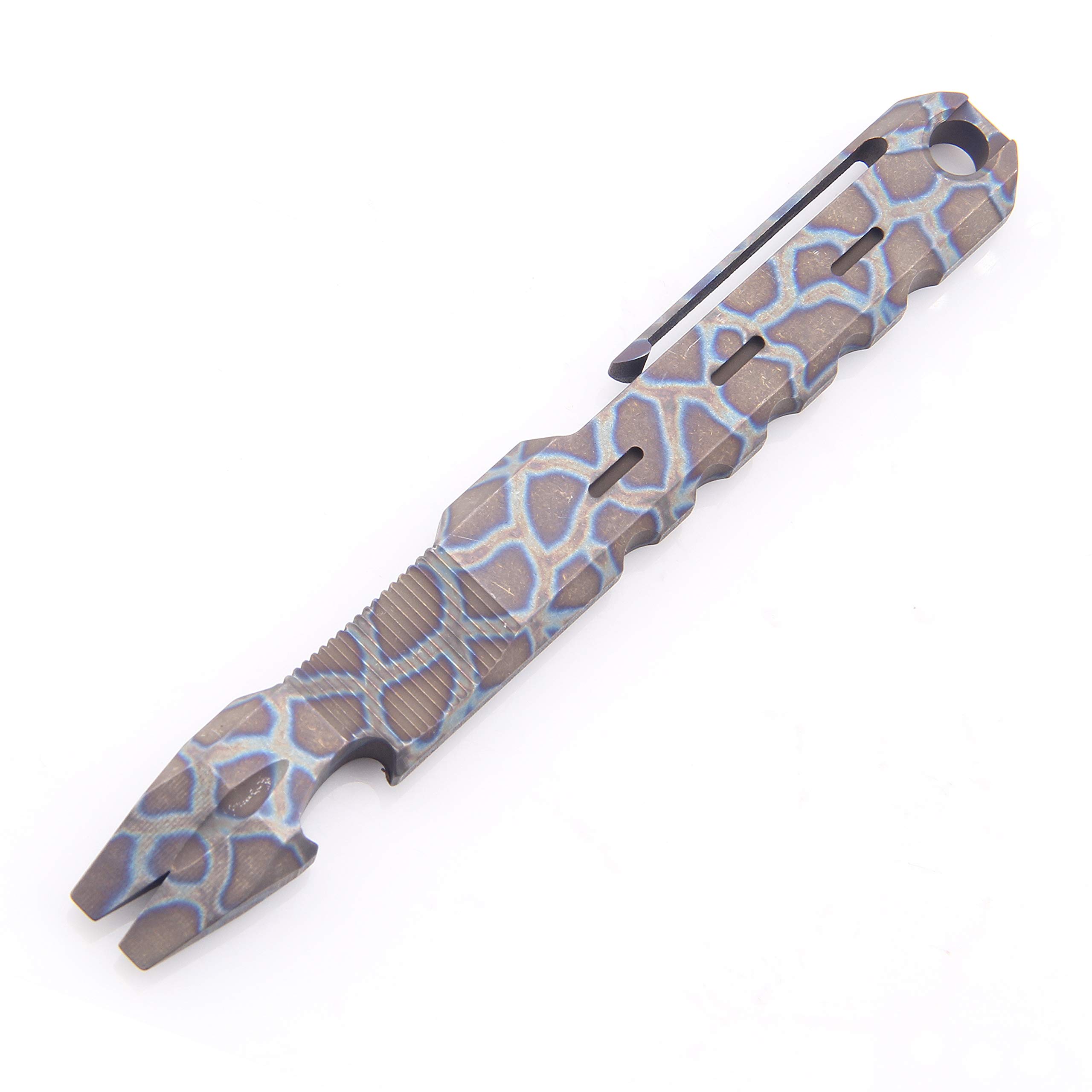 Hamans - Extractor de clavos de titanio para exteriores, con clip de bolsillo, gran resistencia, palanca EDC multifunción, herramienta de mano de Hamans (azul tostado)