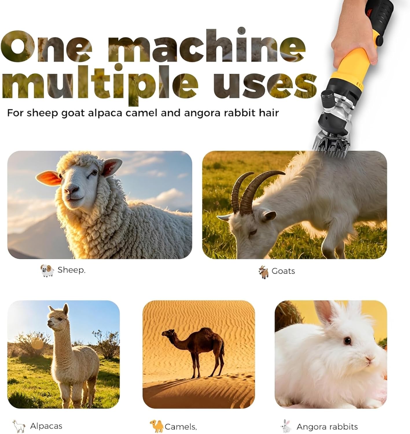 Portable Electric Sheep Shears, 2800RPM Electric Horse Clippers, with 6 Speed, for Shaving Fur Wool in Sheep (Red)