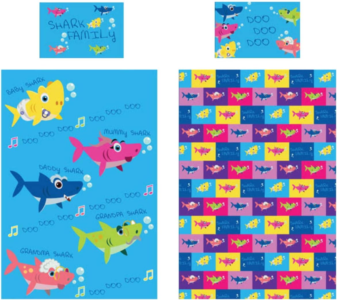 Shark Family Single/Junior Duvet Cover Reversible Bedding Set (Junior Duvet Cover)