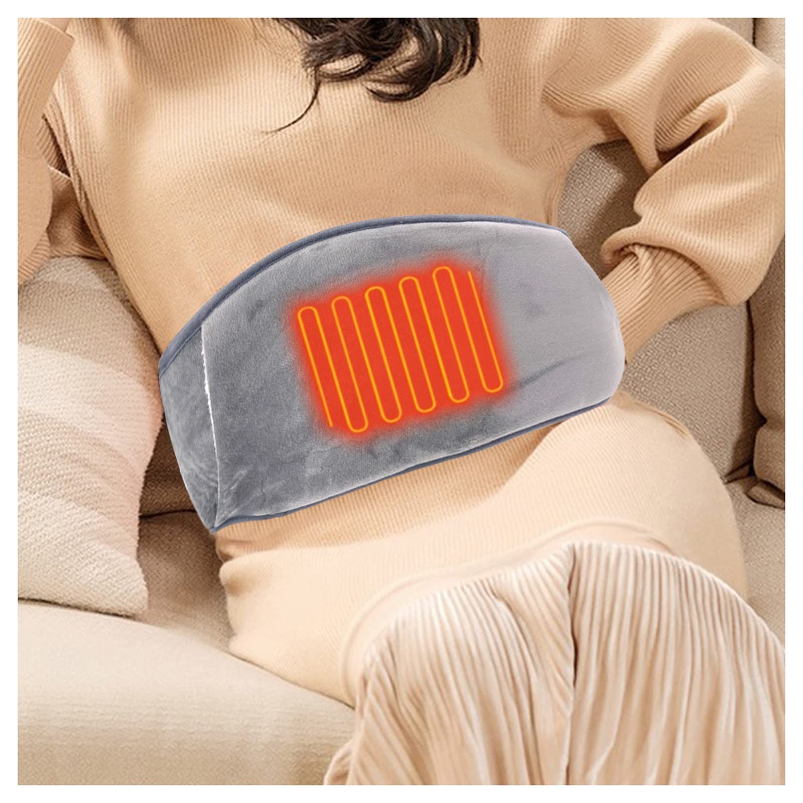 Cinturón de calefacción Almohadillas térmicas ajustables, terapia magnética de calefacción eléctrica USB, para calambres menstruales Alivio del dolor de piernas abdominales lumbares (Color: B)