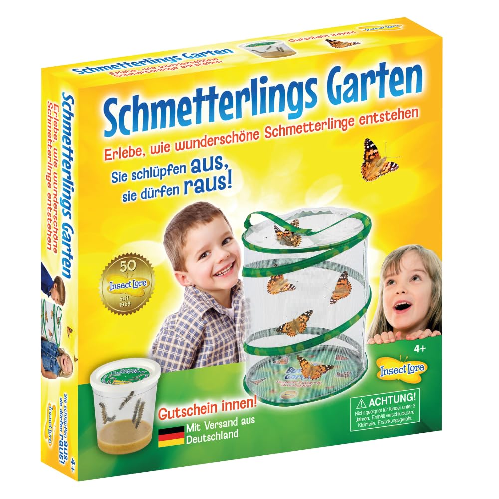 Insect Lore Gutschein Set: Schmetterlingszucht für Kinder & Erwachsene – Schmetterlingsgarten ohne lebende Raupen - Heimische Arten | Raupen züchten - Schmetterlingshabitat für zu Hause ab 3 Jahren